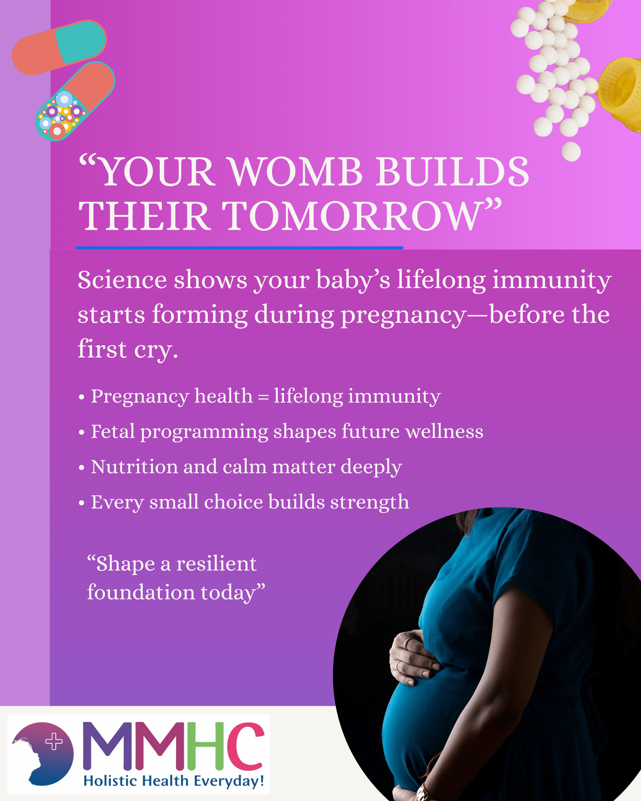 “Pregnant woman glowing DNA maternal immunity hope”